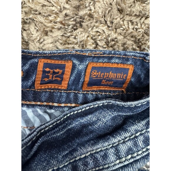 Rock Revival Shorts Womens 32 Stephanie Cut Off Denim Flap Embelished Pocket Y2K - Picture 14 of 16